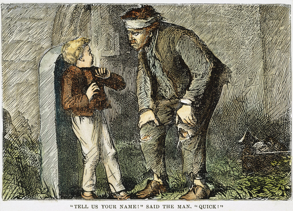 Pip's first meeting with the convict, Abel Magwitch.