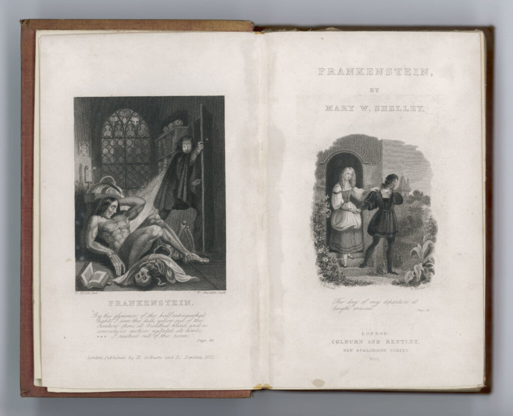Frontispiece and Title Page to Mary Shelley's 'Frankenstein'