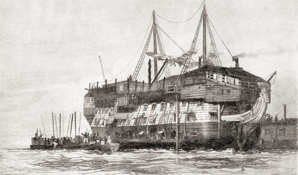 The HMS York, a British prison hulk.